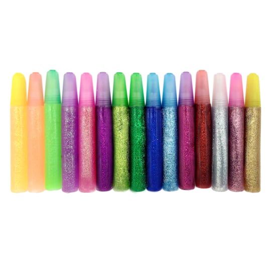 Pack of 10 Glitter Glues Pens Assorted Colours Children Art Craft Making
